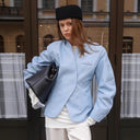 Chic Asymmetrical Women's Blazer Jacket with Pockets