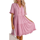 Ruffled V-Neck Women's Dress for Everyday Style