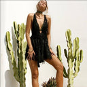Glamorous Cocktail Dress with V-Neck and Appliqués