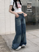 High-Waisted Wide-Leg Jeans with Unique Wash for Women