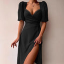 Chic Maxi Dress with Puff Sleeves and Slit