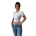 Textured Women's Cropped Blouse Shirt