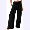 Chic Women's Wide-Leg Summer Trousers with Elastic Waist and Side Pockets