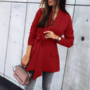 Stylish Women's Blazer with Belt and Pockets