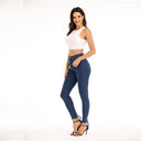 Women's High-Waisted Skinny Jeans with Stylish Contrast Stitching