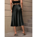 Shiny Satin Women's High Waist A-Line Skirt