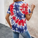 Women's Tie-Dye Short Sleeve Top with Button Detail