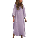 Chic Women's Midi Dress with Button Placket and Pockets