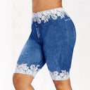 Chic Denim Bermuda Shorts with Lace Accents