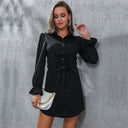 Chic Gathered Puff Sleeve Shirt Dress