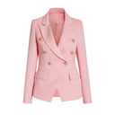 Chic Women's Double-Breasted Blazer with Gold Accents