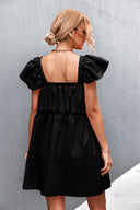 Chic Women's Dress with Statement Sleeves and Elastic Waist