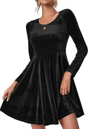 Velvety Women's A-Line Dress with Long Sleeves
