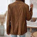 Fashionable Corduroy Women’s Blazer Jacket with Two Buttons