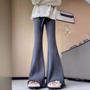 Chic Women's Fluffy Flared Pants with Frayed Hem