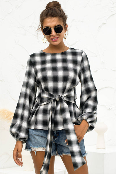 Stylish Women's Tie Belt Blouse