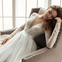 Women's Lace Application Wedding Dress with Flowing Skirt