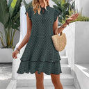 Boho Ruffle Dress with High Neck Collar