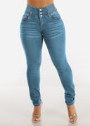 High-Waist Skinny Jeans with Stretchy Band