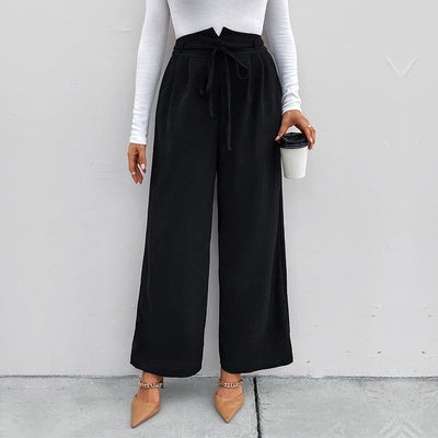 Chic High-Waist Palazzo Pants with Tie Belt