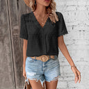 Women's Modern V-Neck Blouse with Lace Accents
