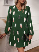 Floral Feather Short Sleeve Women's Dress