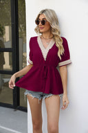 Lace-Embellished Women's Blouse