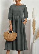 Women's Maxi Dress with Airy Sleeves & Pockets