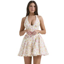 Floral High-Neck Dress with Ruffle Accents