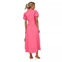 Chic Knee-Length Shirt Dress with Puff Sleeves