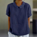 Classic Collar Short Sleeve Women's Blouse