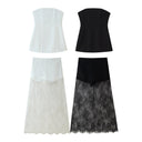 Chic Crop Top & Lace Skirt Ensemble