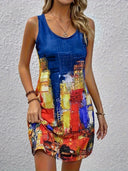 Artistic Women's Sleeveless Beach Dress with Flattering Fit