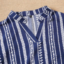 Women's Striped Long Sleeve Ruffle Dress