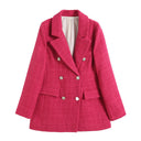 Chic Double Quilted Check Blazer for Women