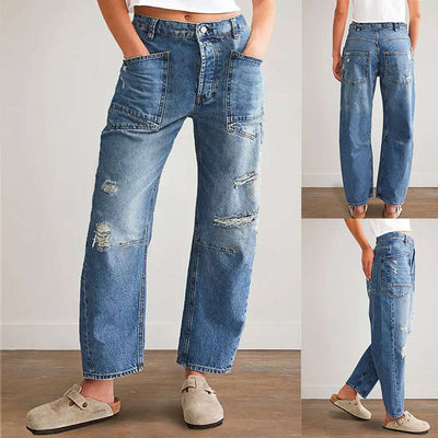 Stylish Women's Denim Pants with Spacious Pockets