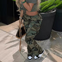 Sturdy Camouflage Cargo Pants with Utility Pockets for Women