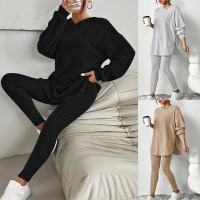 Textured Long Sleeve Top and Leggings Set for Women