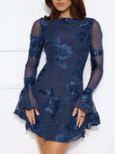 Floral Lace Minidress with Wide Sleeves