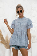 Floral Print Blouse with Ruffle Accents for Women