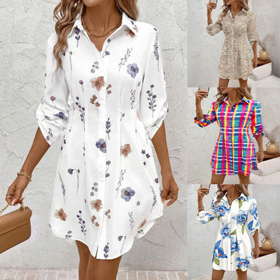 Floral Accent Women's Shirt Dress for Effortless Style