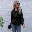Chic Women's Bow Neck Blouse with Elastic Waist
