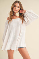 Chic Off-Shoulder Blouse with Billowy Sleeves