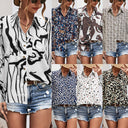 Chic Women's Blouse with Graphic Design and Round Neckline