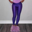 High-Waist Shiny Women's Leggings for Stylish Wear