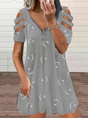 Heart Motif Dress with Side Cut-Outs for Women