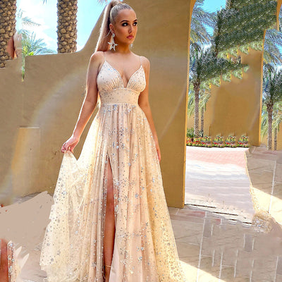 Shimmering Peplum Evening Dress for Women