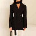 Chic Women's Blazer with Scarf Accent