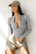 Figure-Hugging Women's Deep V-Neck Bodysuit