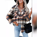 Chic Women's Checkered Blouse with Patch Pockets